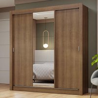 Guarda-Roupa Casal 3 Portas de Correr com Espelho Nobre Madesa Rustic