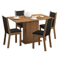 Conjunto Sala de Jantar Madesa Talita Mesa Tampo de Madeira Com 4 Cadeiras