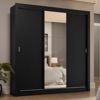 Guarda-Roupa Casal 3 Portas de Correr com Espelho 4 Gavetas Sublime Plus Madesa Preto