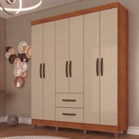 Guarda-Roupa Casal Diamante 6 Portas 2 Gavetas Cinamomo/Off White - Pnr Móveis