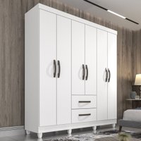 Guarda-Roupa Casal Diamante 6 Portas 2 Gavetas Branco - Pnr Móveis
