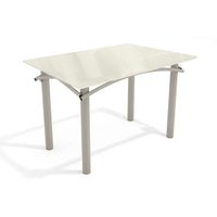 Mesa de Sala Jantar Elba Tampo Madeirado c/ Vidro 120cm Niquel/Off White - Kappesberg