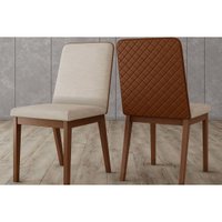 Cadeira Sala de Jantar Pietra Kit 2 Un Nature/Courano Caramelo/Linho - Henn