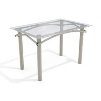 Mesa de Sala Jantar Elba c/ Tampo de Vidro 120cm Niquel - Kappesberg