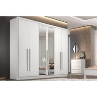 Guarda Roupa Casal 6 Portas (2 c/ Espelho) e 6 Gavetas Robust/Livorno Neve - Novo Horizonte