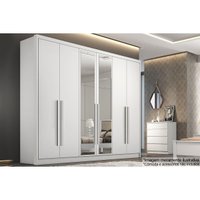 Guarda Roupa Casal 6 Portas (2 c/ Espelho) e 4 Gavetas Robust/Livorno Neve - Novo Horizonte