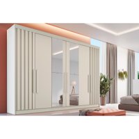 Guarda Roupa Casal 6 Portas (2 Ripadas e 2 c/ Espelho) e 6 Gavetas Potente Off White - Europa