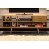 Rack Bancada p/ TV até 50 Pol R1462 c/ 1 Gaveta e 7 Nichos 136cm Amêndoa - Tecno Mobili