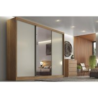 Guarda Roupa Casal 3 Portas de Correr (1 c/ Espelho) e 6 Gavetas Toulon/Sonetto Plus Cumaru/Fendi 25 - Novo Horizonte