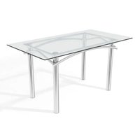 Mesa de Sala Jantar Elba c/ Tampo de Vidro 150cm Cromada - Kappesberg