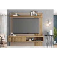 Painel Home p/ TV até 65 Pol Jade Ripada 180x183cm Buriti/Fendi - Caemmun