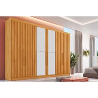 Guarda Roupa Casal 6 Portas Ripadas (2 c/ Espelho) e 6 Gavetas Potente Peroba - Europa