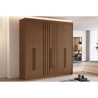 Guarda Roupa Casal 6 Portas (2 Ripadas) e 6 Gavetas Portugal Cacau - Conquista