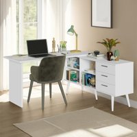 Escrivaninha Mesa de Estudos De Canto 3 Gavetas Lisboa Madesa Branco