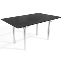 Mesa p/ Cozinha Elba Tampo Madeirado c/ Vidro 160cm Cromada/Preto - Kappesberg