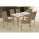 Conjunto: Mesa Sala Jantar Elba c/ Tampo de Vidro 120cm e 4 Cadeiras Amsterdã Niquel - Courano Capuccino - Kappesberg