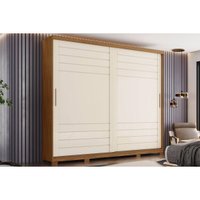 Guarda Roupa Casal 2 Portas de Correr e 6 Gavetas c/ Pés Cayman Nature/Off White - Henn