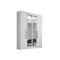 Guarda Roupa Casal 4 Portas (2 c/ Espelho) e 3 Gavetas Moderni/Sevilha Neve - Novo Horizonte