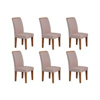 Kit 6 Cadeiras Sala Jantar Lunara 6 Un Imbuia -Capuccino/Suede Creme - Rufato