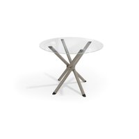Mesa de Sala Jantar Volga c/ Tampo de Vidro Redondo 95cm Niquel - Kappesberg