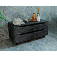 Balcão p/ Banheiro c/ Rodizio BN3643 s/ Cuba c/ 2 Gavetas 80cm Mármore Lunar - Tecno Mobili