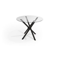 Mesa p/ Cozinha Volga c/ Tampo de Vidro Redondo 95cm Preto - Kappesberg
