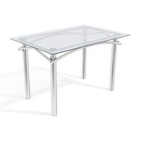 Mesa p/ Cozinha Elba c/ Tampo de Vidro 120cm Cromada - Kappesberg
