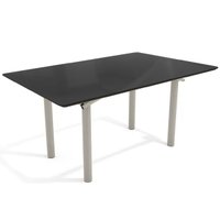 Mesa p/ Cozinha Elba Tampo Madeirado c/ Vidro 160cm Niquel/Preto - Kappesberg