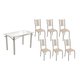 Conjunto: Mesa de Cozinha Elba c/ Tampo de Vidro 120cm e 6 Cadeiras Lisboa Niquel - Courano Bege - Kappesberg