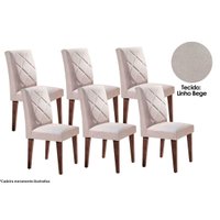 Kit 6 Cadeiras Sala Jantar Berlim 6 Un Cafe/Linho Turim Bege - Rufato
