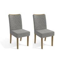 Kit 2 Cadeiras Sala Jantar 2CAD129CN 2 Un Canela/Linho Cinza - Kappesberg