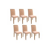 Kit 6 Cadeiras Sala Jantar Juliana 6 Un Madeirado/Suede Nude Bege - Cimol