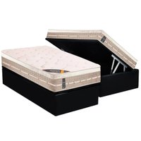 Cama Box Baú Solteiro: Colchão Molas Castor Bonnel Premium Tecnopedic + Base CRC Suede Black(88x188)