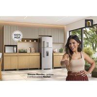 Balcão de Cozinha Modulado c/ Tampo Simone Mendes c/ 2 Portas e 2 Gavetas 120cm Carvalho/Cinza - Nesher