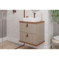 Balcão p/ Banheiro Milano 1 Porta e 1 Gaveta c/ Cuba 60cm Cappuccino/Freijo - MGM