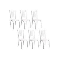 Kit 6 Cadeiras Sala Jantar Florença 2C005 Aço 6 Uni Cromada/Branco 106 - Kappesberg