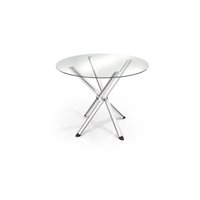 Mesa p/ Cozinha Volga c/ Tampo de Vidro Redondo 95cm Cromada - Kappesberg