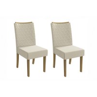 Kit 2 Cadeiras Sala Jantar 2CAD129CN 2 Un Canela/Linho Bege - Kappesberg