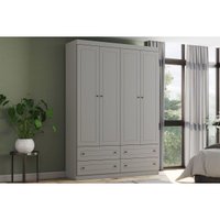 Guarda Roupa Casal 4 Portas e 4 Gavetas Americano Cinza - Henn