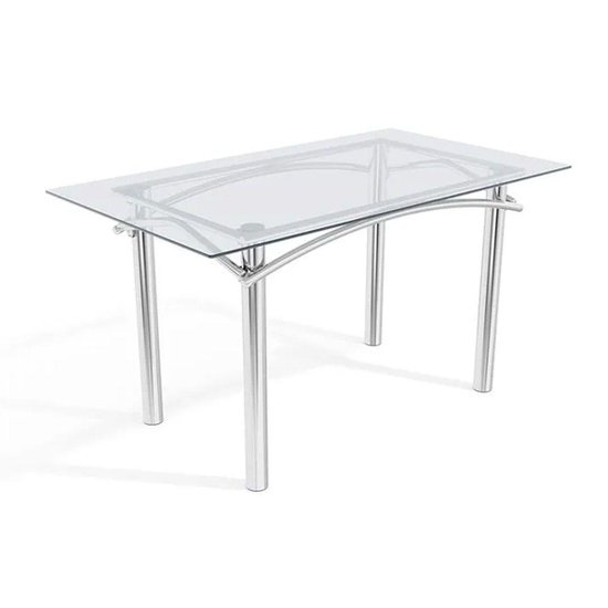 Mesa p/ Cozinha Elba c/ Tampo de Vidro 140cm Cromada - Kappesberg