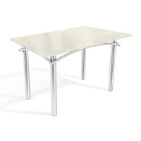 Mesa p/ Cozinha Elba Tampo Madeirado c/ Vidro 120cm Cromada/Off White - Kappesberg