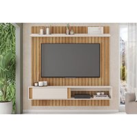 Painel Quarto p/ TV até 65 Pol Boreal Ripada 180x183cm Buriti/Off White - Caemmun