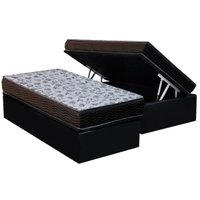 Cama Box Baú Solteiro: Colchão Espuma D33 Ortobom / EP ISO 100 Ultra Firme + Base CRC Suede Black(88x188)