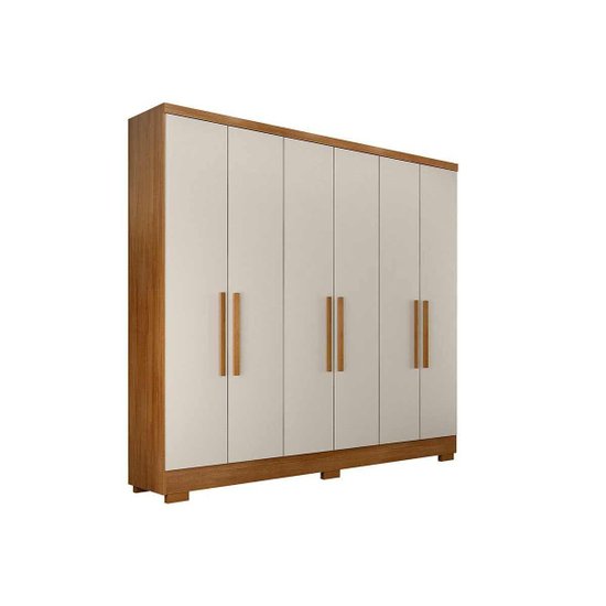 Guarda Roupa Casal 6 Portas e 4 Gavetas c/ Pés Milly/Veneza Cumaru/Fendi 25 - Novo Horizonte