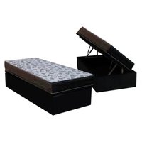 Cama Box Baú Solteiro: Colchão Espuma Ortobom D33 / EP ISO 100 Ultra Firme + Base CRC Courano Black(88x188)
