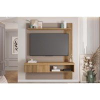 Painel Quarto p/ TV até 65 Pol Jade Ripada 150x183cm Buriti/Fendi - Caemmun