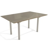 Mesa p/ Cozinha Elba Tampo Madeirado c/ Vidro 160cm Niquel/Freijo Bronze - Kappesberg