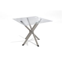 Mesa p/ Cozinha Volga c/ Tampo de Vidro Quadrado 90cm Niquel - Kappesberg
