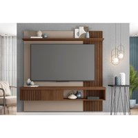 Painel Quarto p/ TV até 65 Pol Jade Ripada 180x183cm Fendi/Havana - Caemmun