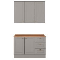 Armario Aereo E Balcao 120cm CE169 Americana Cinza Nature Henn